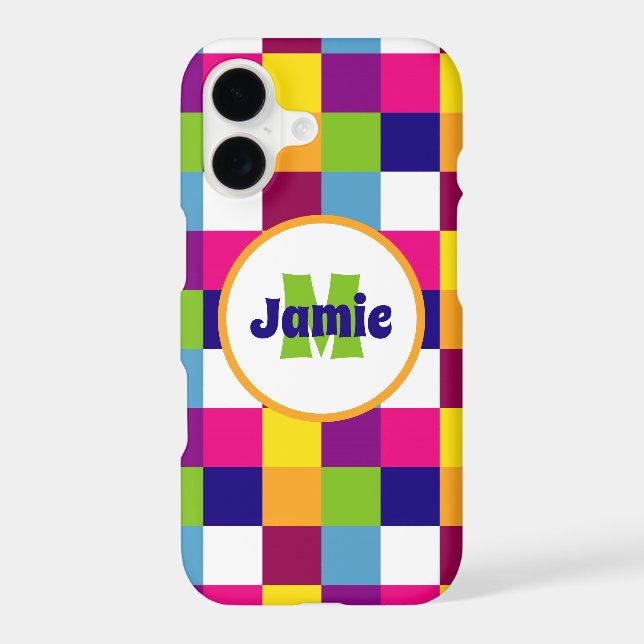 Personalized Colorful Squares or Blocks Pattern Iphone Case (Back)