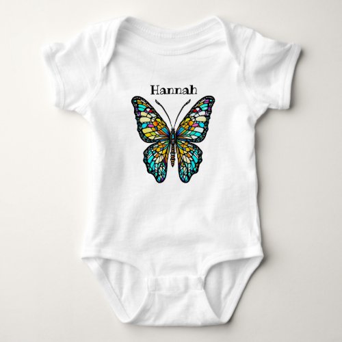 Personalized Colorful Stained Glass Butterfly Baby Bodysuit