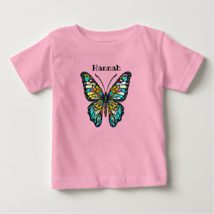 Personalized Colorful Stained Glass Butterfly Baby T-Shirt