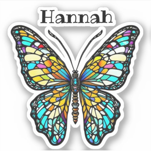 Personalized Colorful Stained Glass Butterfly Sticker