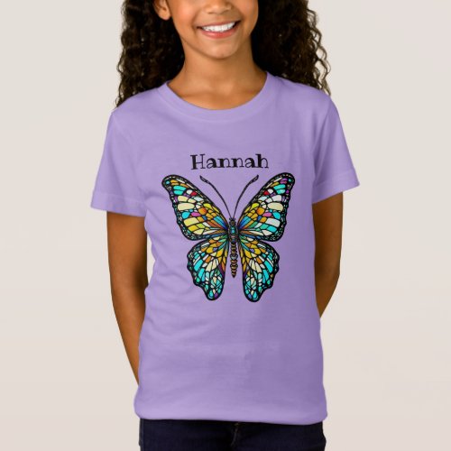 Personalized Colorful Stained Glass Butterfly T_Shirt