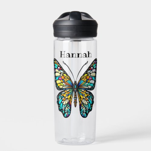 Personalized Colorful Stained Glass Butterfly Water Bottle