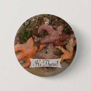 Personalized Colorful Starfish/Sea Star Photo 4 Pinback Button