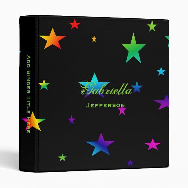Personalized: Colorful Stars Binder (Front/Spine)