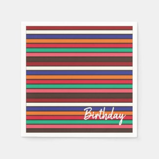 Personalized Colorful Stripes Birthday Party