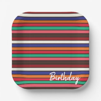 Personalized Colorful Stripes Birthday Party