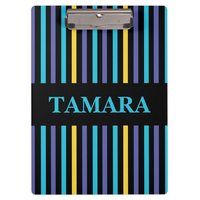 Personalized Colorful Stripes Pattern Clipboard (Front)