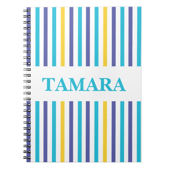 Personalized Colorful Stripes Pattern Notebook (Front)