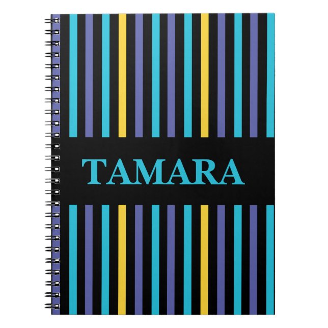 Personalized Colorful Stripes Pattern Notebook (Front)