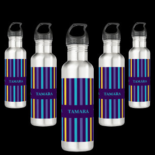 Personalized Colorful Stripes Pattern Stainless Steel Water Bottle