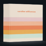 Personalized Colorful Stripes Retro Candy Pastel 3 Ring Binder<br><div class="desc">A fun retro geometric stripes graphic personalized notebook in a cute color palette of orange,  yellow,  peach,  coral,  pastel pink and mint green.</div>