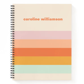 Personalized Colorful Stripes Retro Candy Pastel Notebook