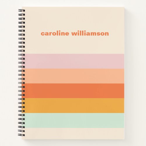 Personalized Colorful Stripes Retro Candy Pastel Notebook