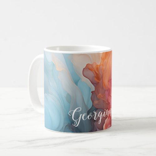 Personalized Colorful Sunset on Sea Alcohol Ink Coffee Mug
