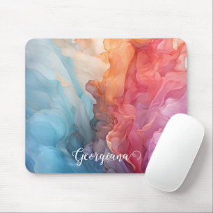 Personalized Colorful Sunset on Sea Alcohol Ink Mouse Pad