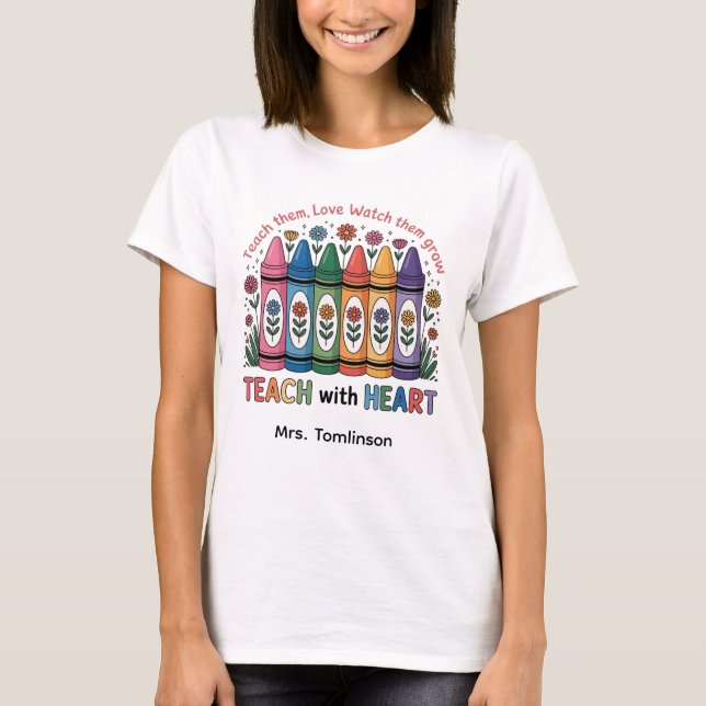 Personalized Colorful TEACH with HEART T-Shirt (Front)