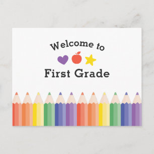 Personalized Colorful Teacher Welcome First Grade Postcard