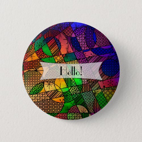 Personalized Colorful Textured Geometric Abstract Pinback Button