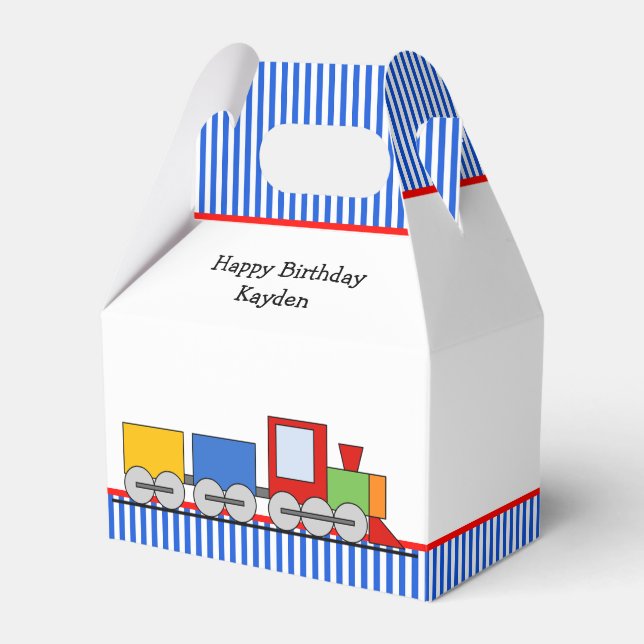 Personalized Colorful Train Birthday Favor Box (Front Side)