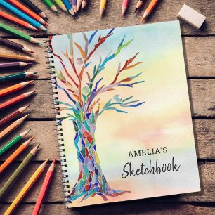 Personalized Colorful Tree Sketchbook Notebook