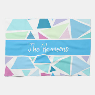 PERSONALIZED COLORFUL TRIANGLES DISH TOWEL