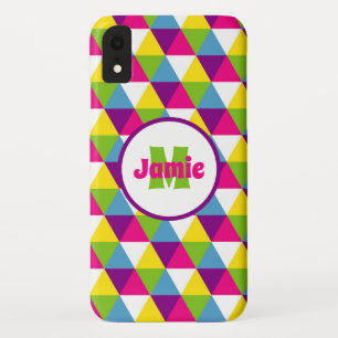 Personalized Colorful Triangles Pattern iPhone XR Case