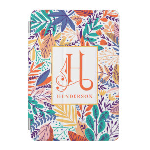 Personalized Colorful Tropical Pattern Monogram iPad Mini Cover