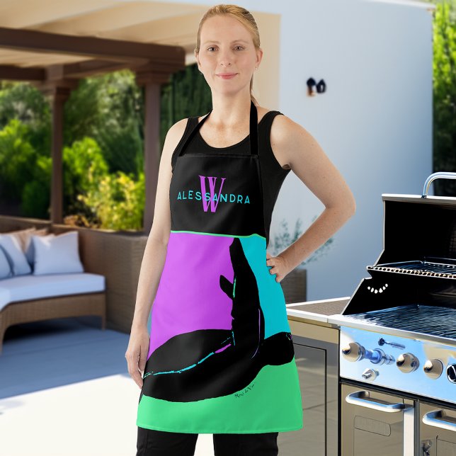 Personalized Colorful Tropical Sea Turtle Monogram Apron (Creator Uploaded)