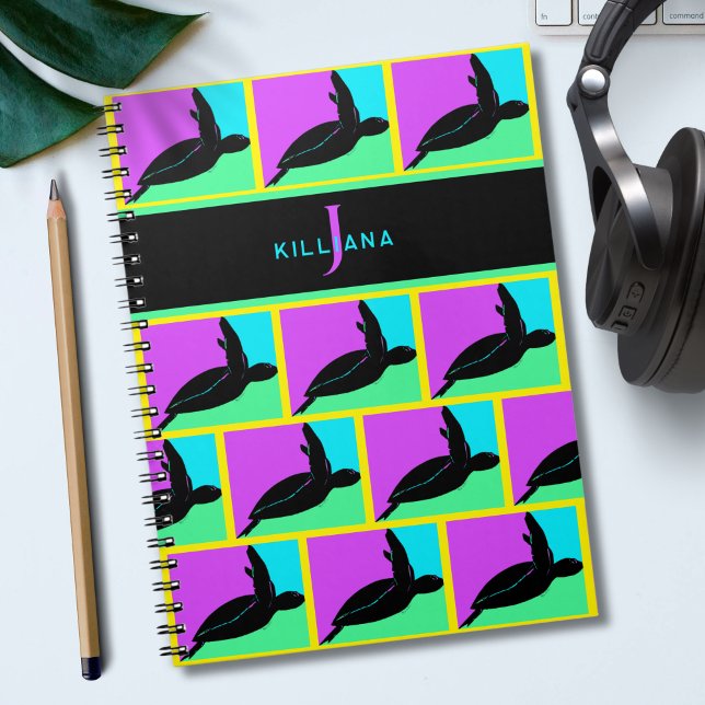 Personalized Colorful Tropical Sea Turtle Monogram Notebook (Creator Uploaded)