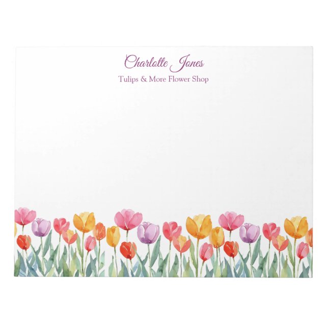 Personalized Colorful Tulips Business Notepad (Front)