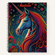 Personalized Colorful Unicorn and Flowers