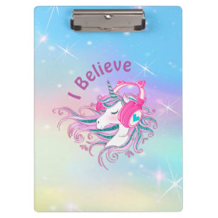 Personalized Colorful Unicorn Cute Clipboard
