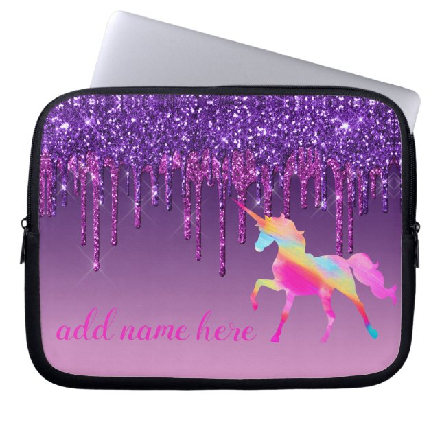 Personalized Colorful Unicorn Laptop Sleeve (Front)