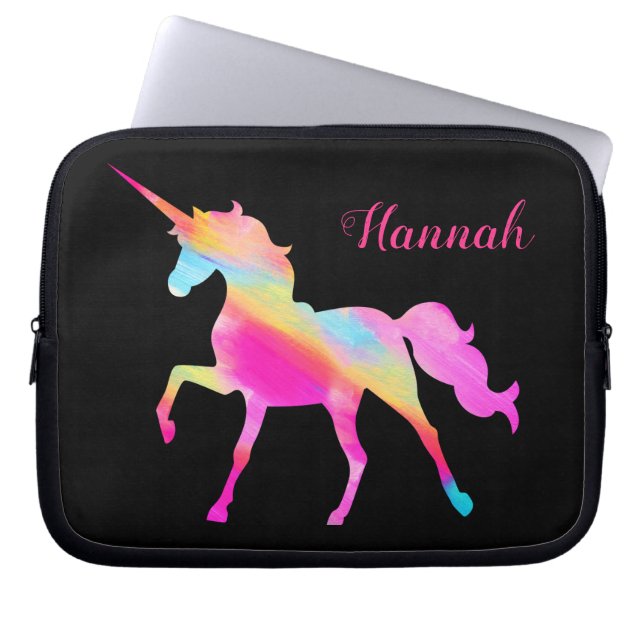 Personalized Colorful Unicorn Laptop Sleeve (Front)