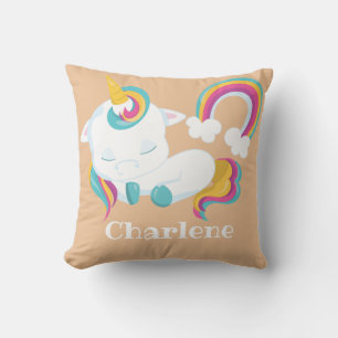 Personalized Colorful Unicorn Throw Pillow