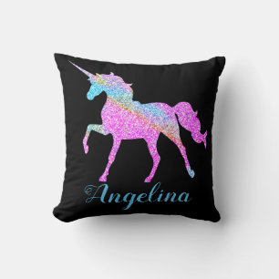 Personalized Colorful Unicorn Throw Pillow