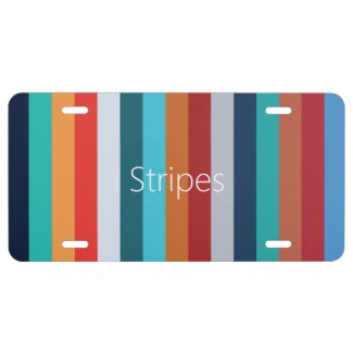 Personalized Colorful Vertical Retro Stripes License Plate