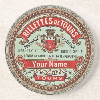 Personalized Colorful Vintage Apothecary Label Drink Coaster by JoyMerrymanStore at Zazzle