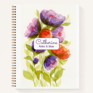 Personalized Colorful Watercolor Botanical Art Notebook