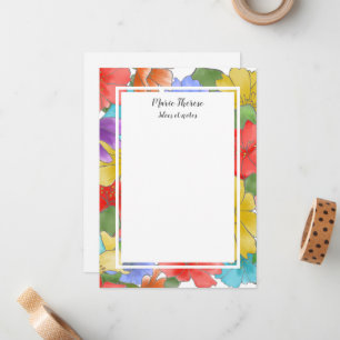 Personalized Colorful Watercolor Floral Note Cards