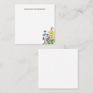 Personalized Colorful Watercolor Wild Flowers Note Card