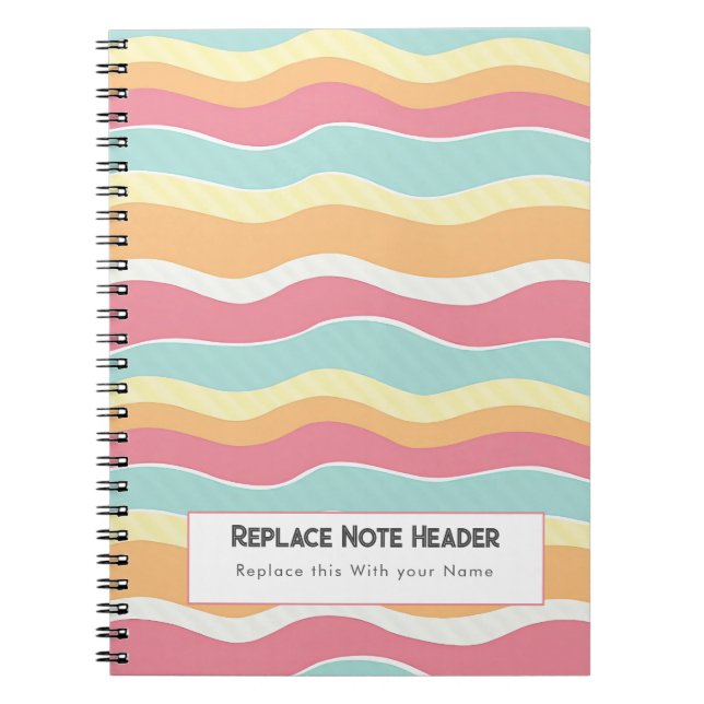 Personalized Colorful Wave Patterned  Notebook (Front)