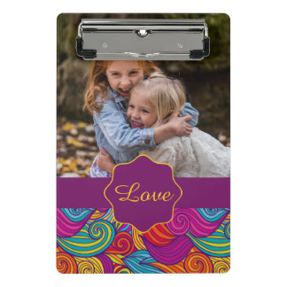 Personalized Colorful Wavy Stripe Swirls Pattern Mini Clipboard