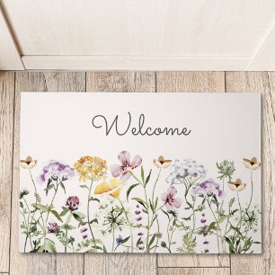 Personalized Colorful Wildflower Garden Doormat