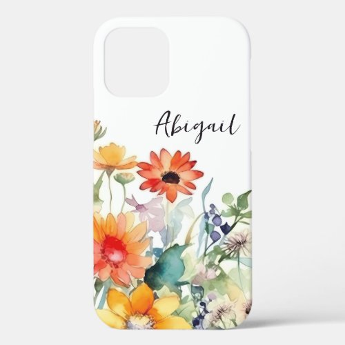 Personalized Colorful Wildflowers Vibrant Flower iPhone 12 Case