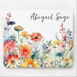 Personalized Colorful Wildflowers Vibrant Flower Mouse Pad<br><div class="desc">Colorful Watercolor Wildflowers Vibrant Flower Garden Floral Mouse Pad  |  Personalize with a name or any text that you wish to add.</div>