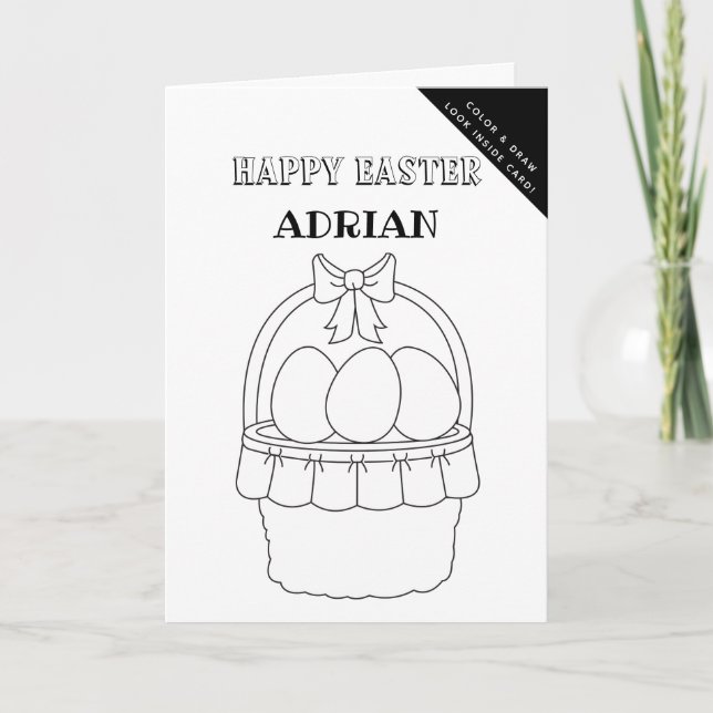 Personalized Coloring & Drawing Easter Activity  Holiday Card (Front)