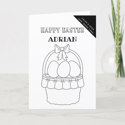 Personalized Coloring  Drawing Easter Activity  Holiday Card