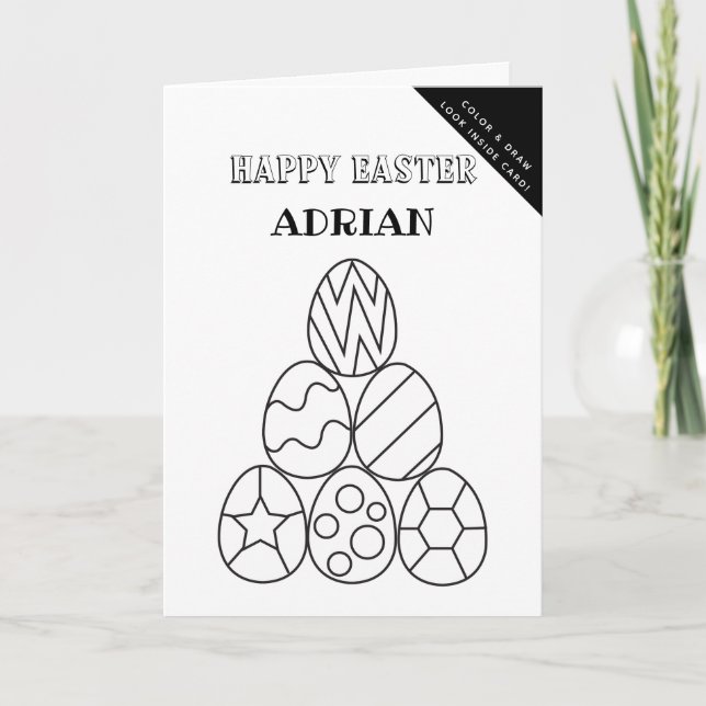 Personalized Coloring & Drawing Easter Activity Holiday Card (Front)