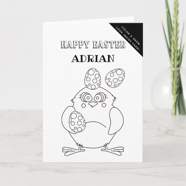 Personalized Coloring & Drawing Easter Activity Holiday Card (Front)